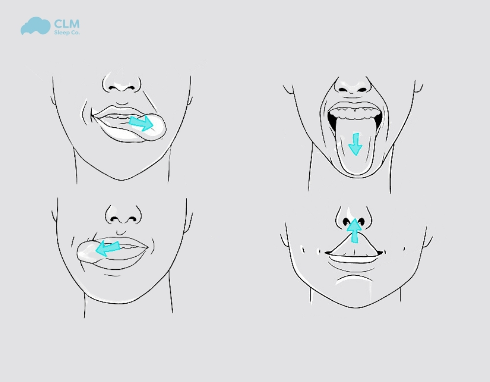 The steps to do the Tongue Exercise 